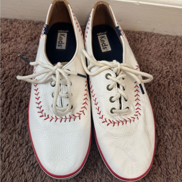 Keds Champion Pennant Leather Sneakers Baseball Shoes White Size 7.5 - Picture 4 of 9